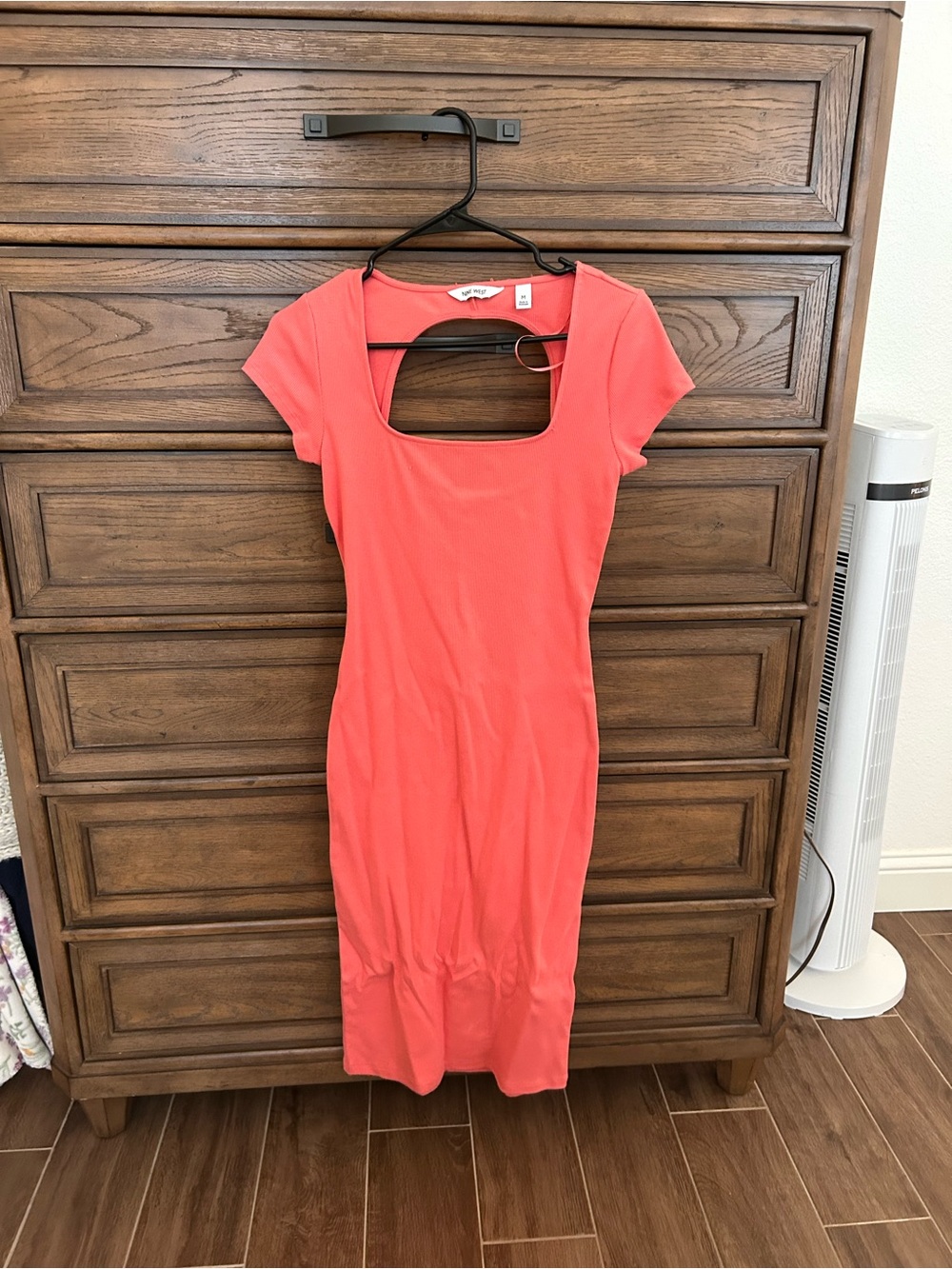 Nine West Coral Square-Neck Midi Bodycon Dress